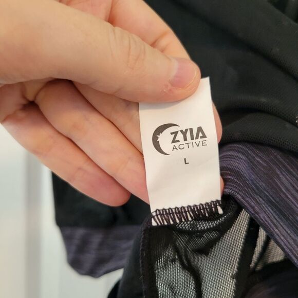 ZYIA Active Calm Luxe High Neck Mesh Tank Top Polka Dot Black Size Large - Picture 5 of 7